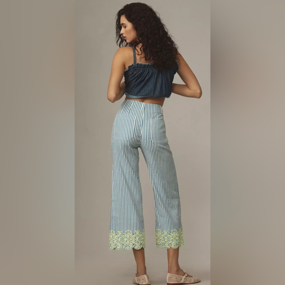 Maeve Embroidered The Colette Cropped WideLeg Pant, $168 Limited-Edition